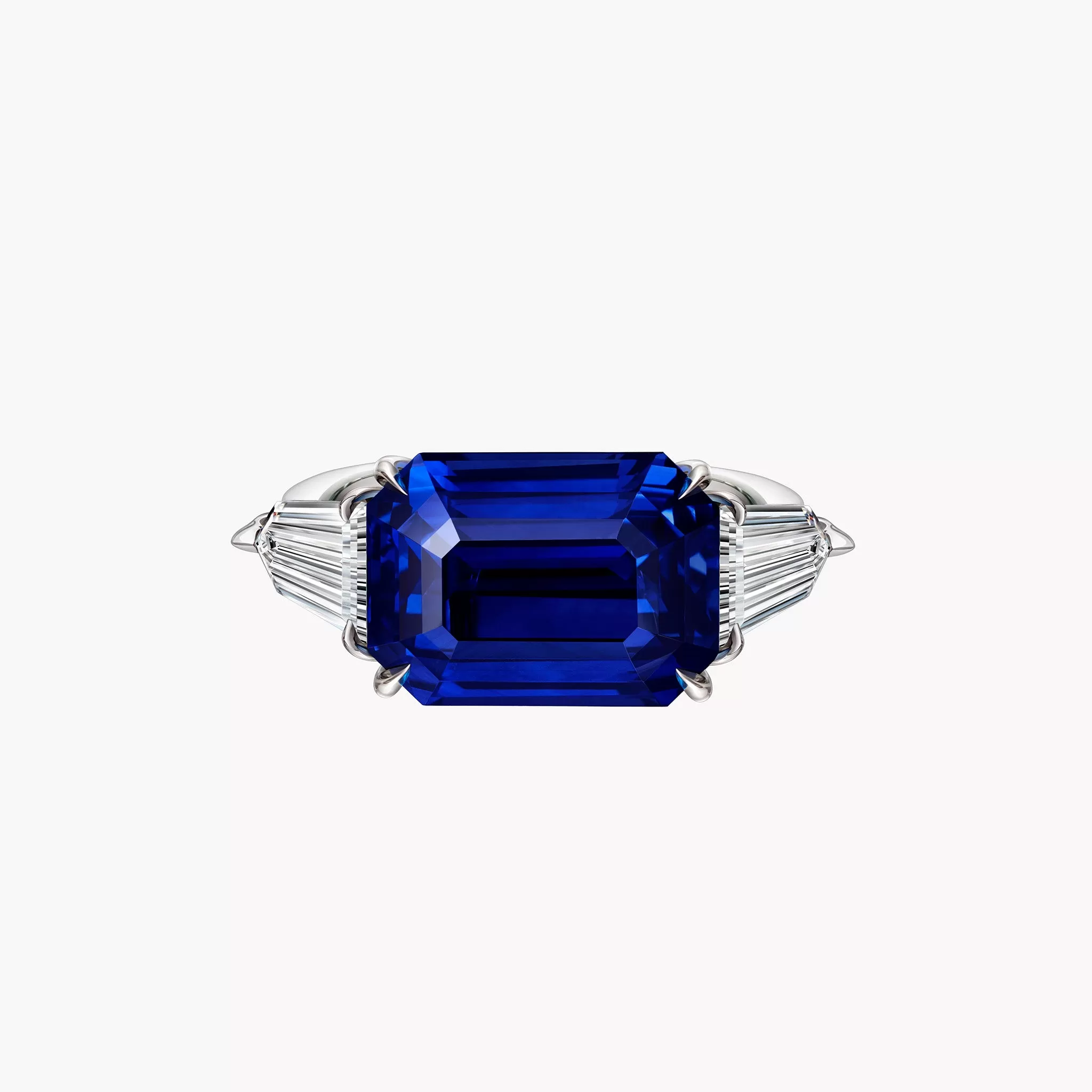 Royal Blue Emerald Cut Sapphire Ring