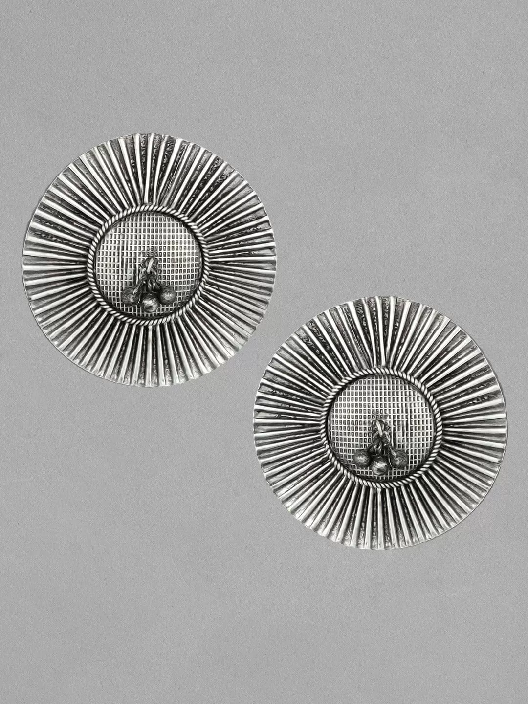 Rubans Silver Plated Handcrafted Oxidised Stud Earrings