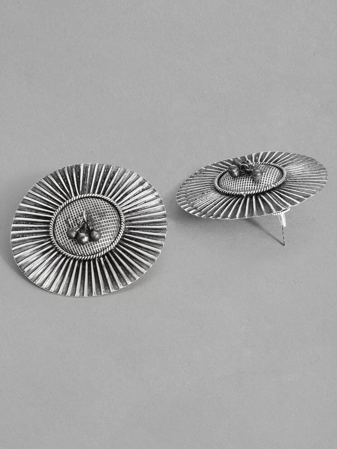 Rubans Silver Plated Handcrafted Oxidised Stud Earrings