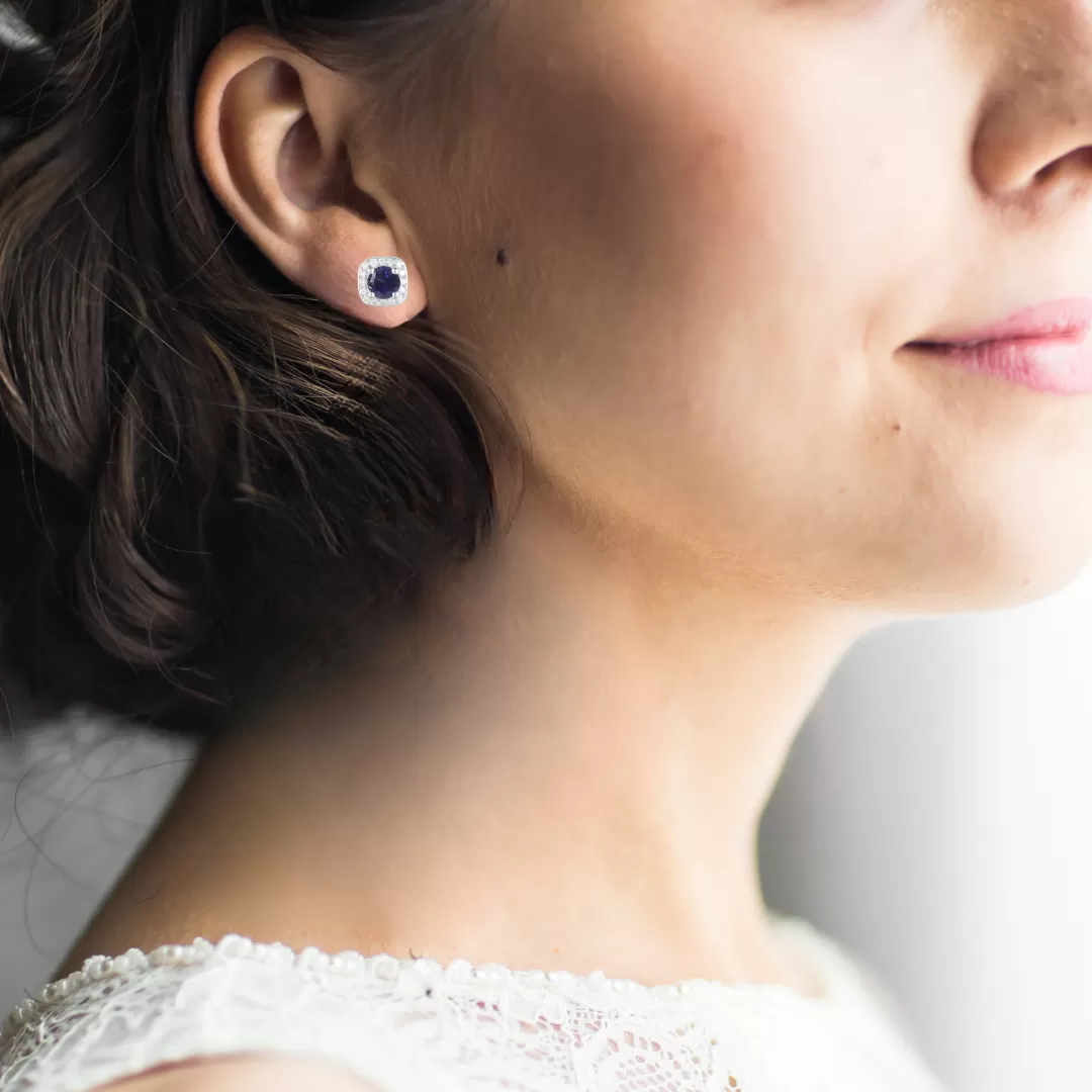 Sapphire Halo Earrings