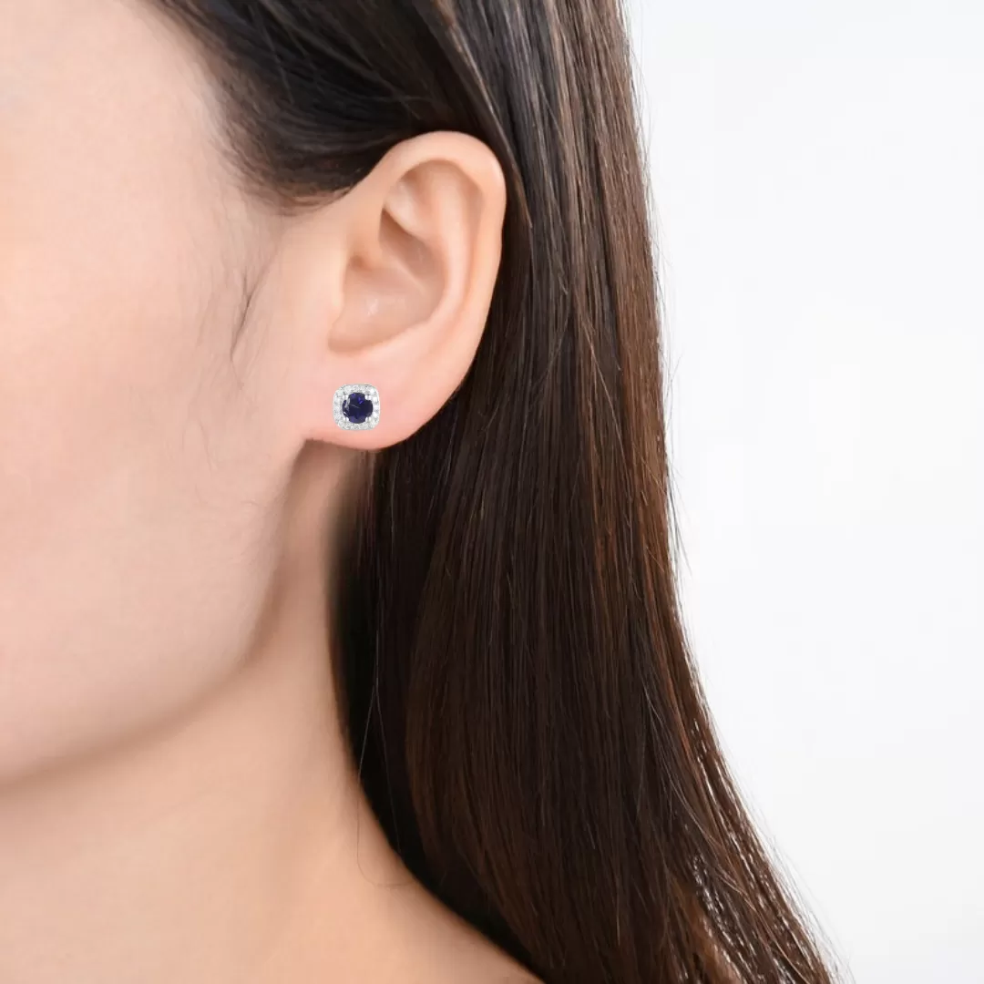 Sapphire Halo Earrings