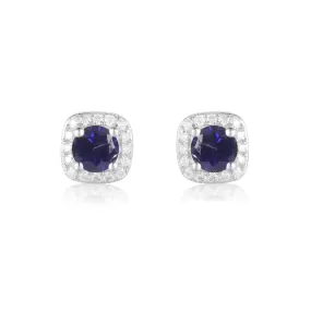 Sapphire Halo Earrings