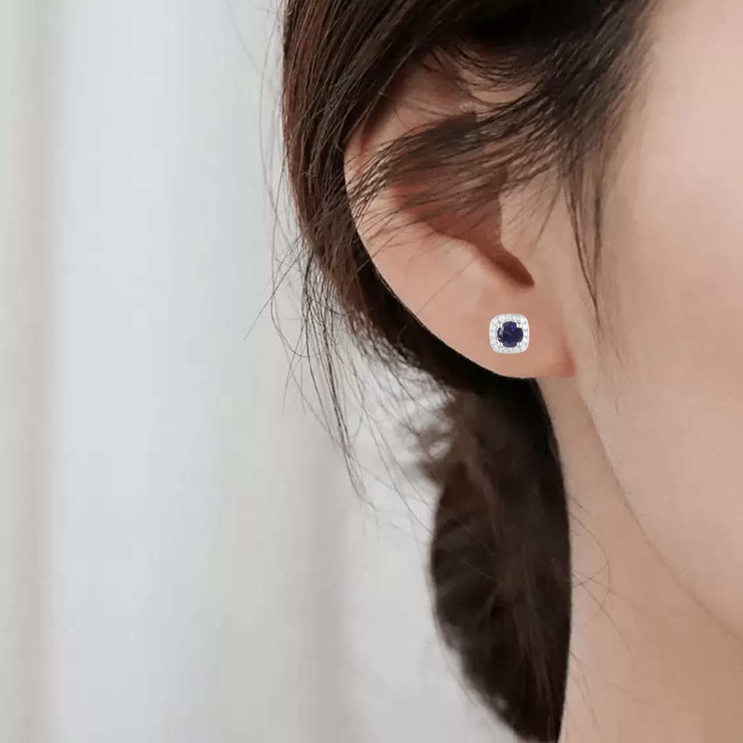 Sapphire Halo Earrings