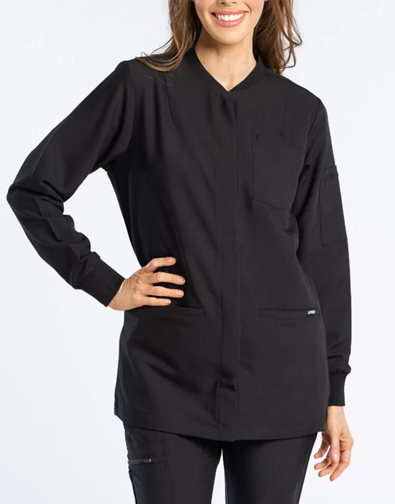 Scrub Jacket Button Up - Black