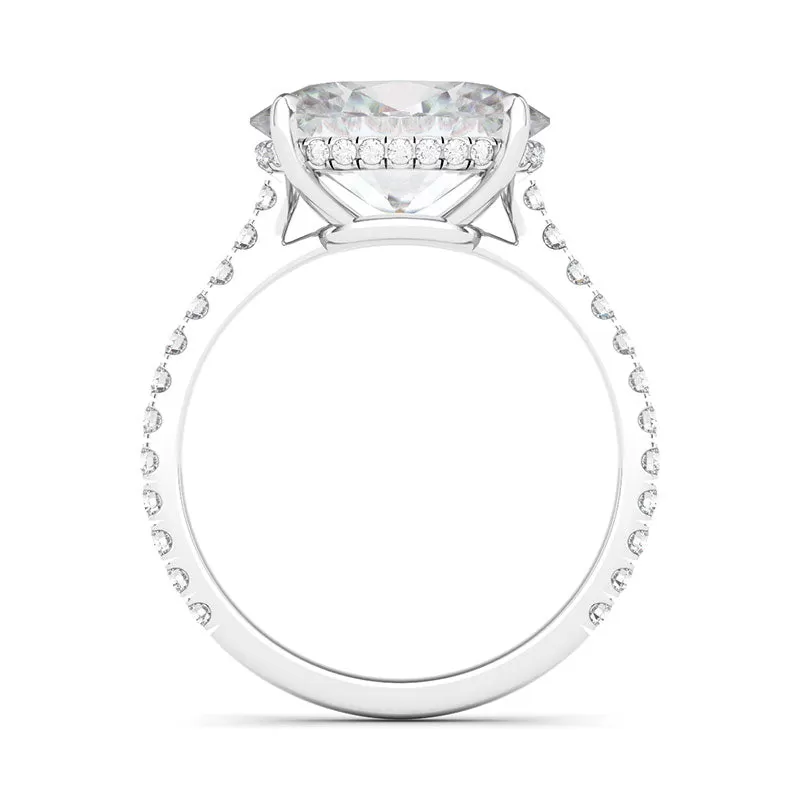 Sideways Oval Cut Pave Diamond Ring