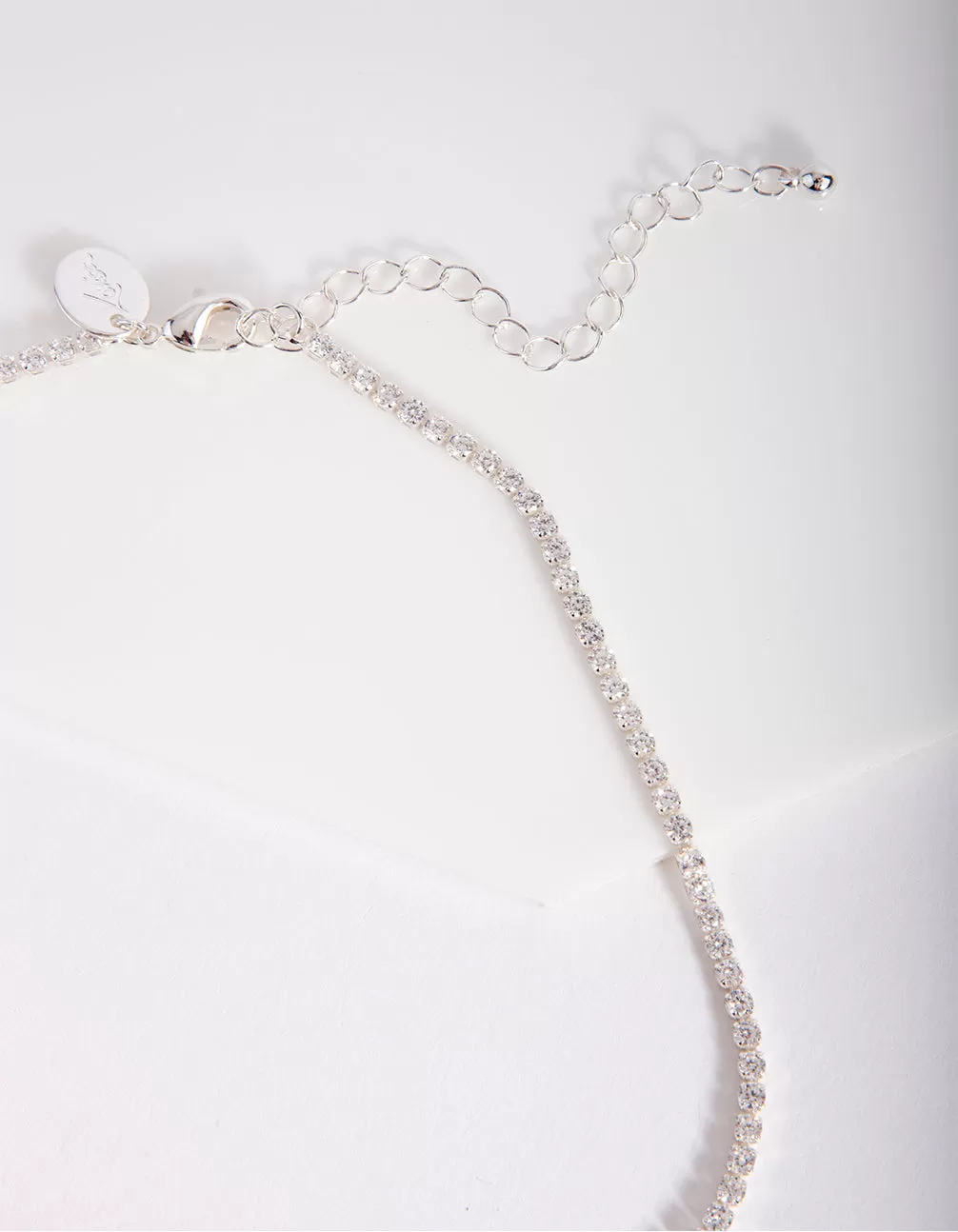 Silver Cubic Zirconia Graduating Diamante Tennis Necklace