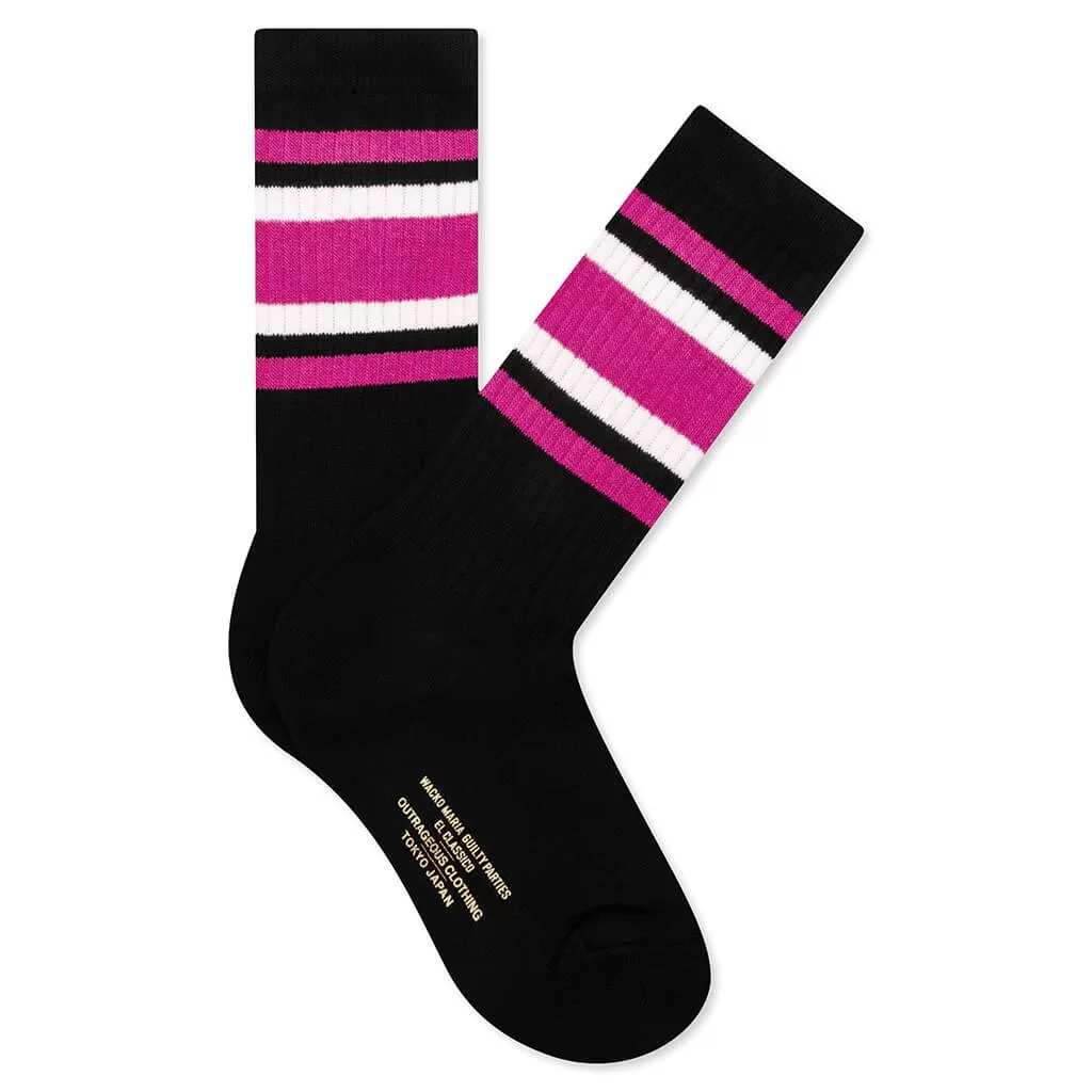 Skater Socks Type-1 - Black/Pink