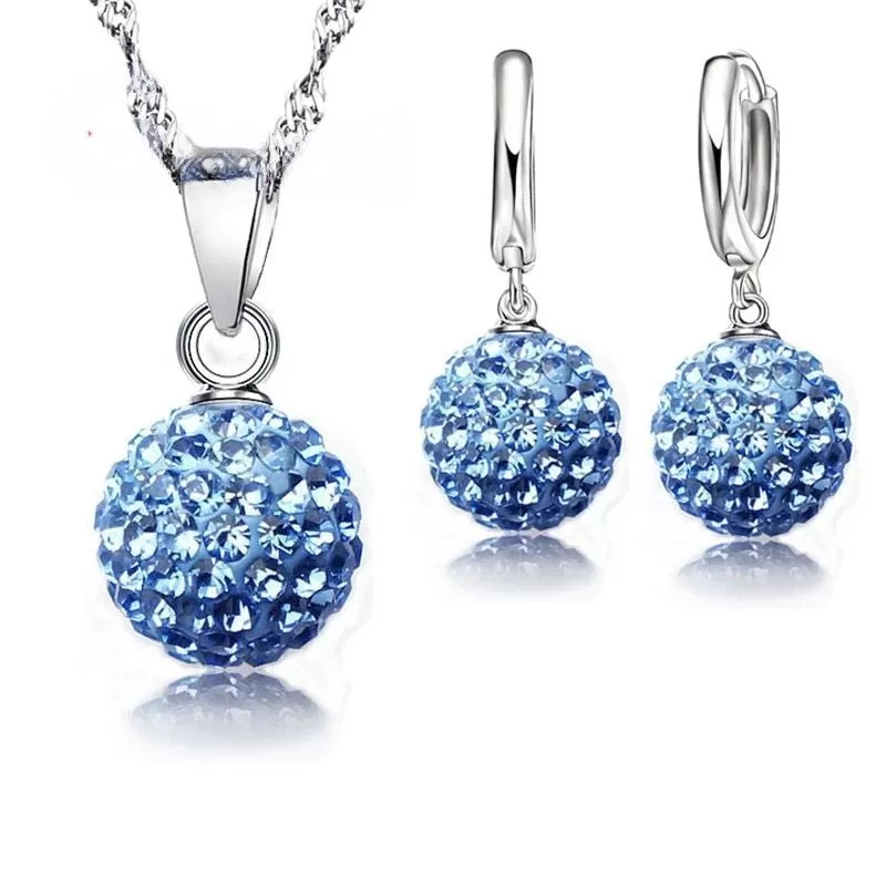 Sterling Silver Austrian Crystal Jewelry Set For Women