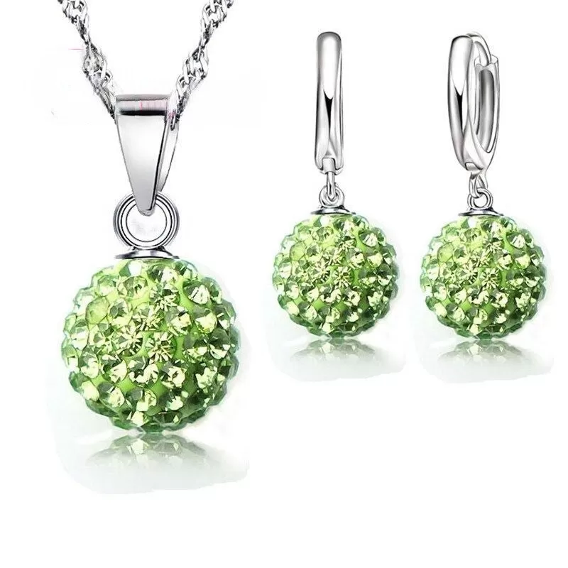 Sterling Silver Austrian Crystal Jewelry Set For Women