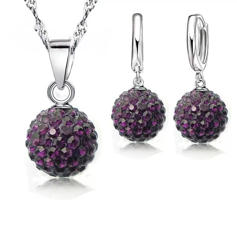 Sterling Silver Austrian Crystal Jewelry Set For Women