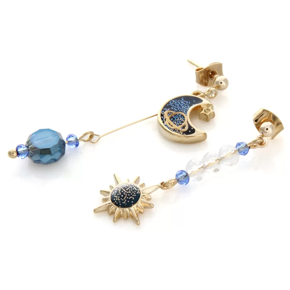 Sun and Moon Mismatched Drop Earrings