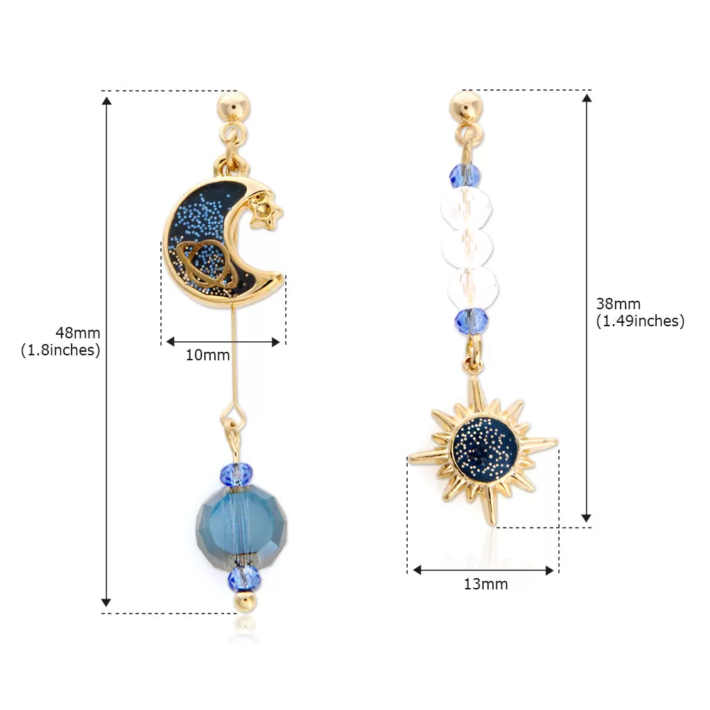 Sun and Moon Mismatched Drop Earrings