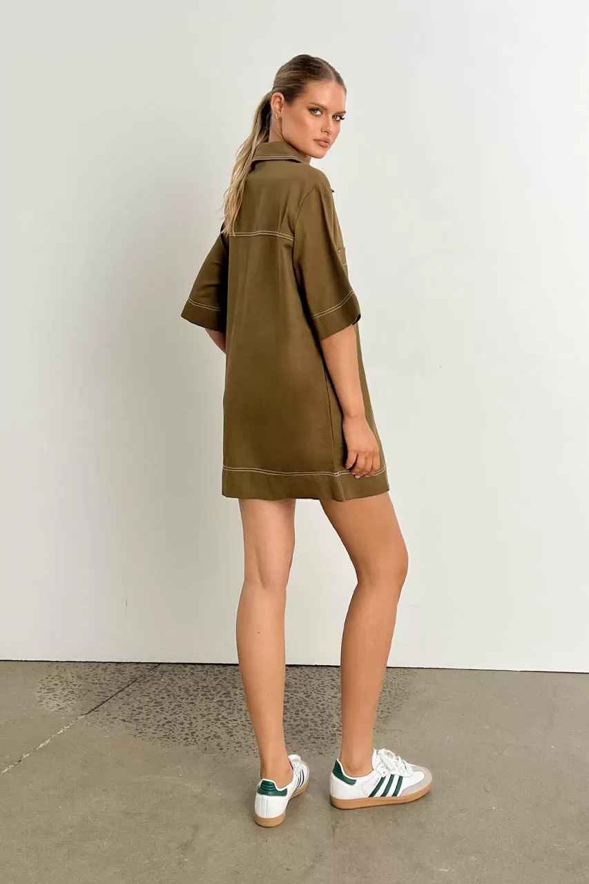 Tara Mini Dress | Khaki