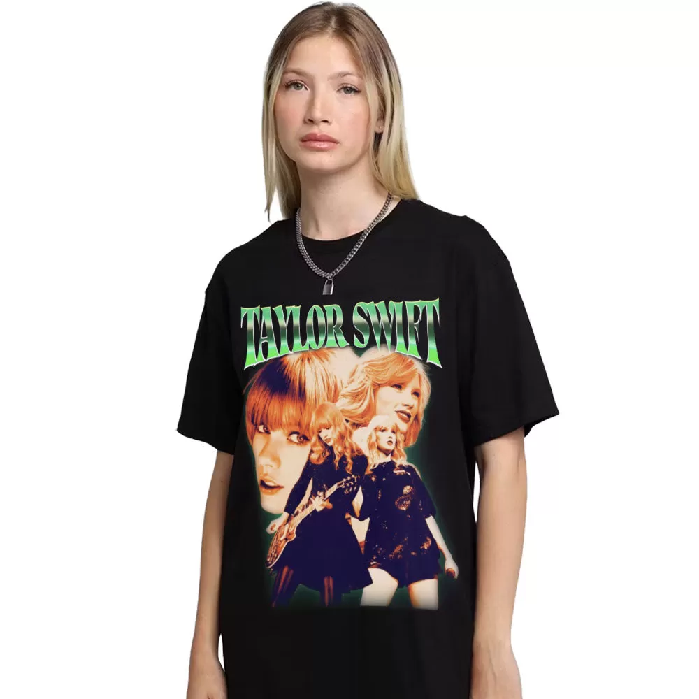 Taylor Swift Green Vintage Tee - Black