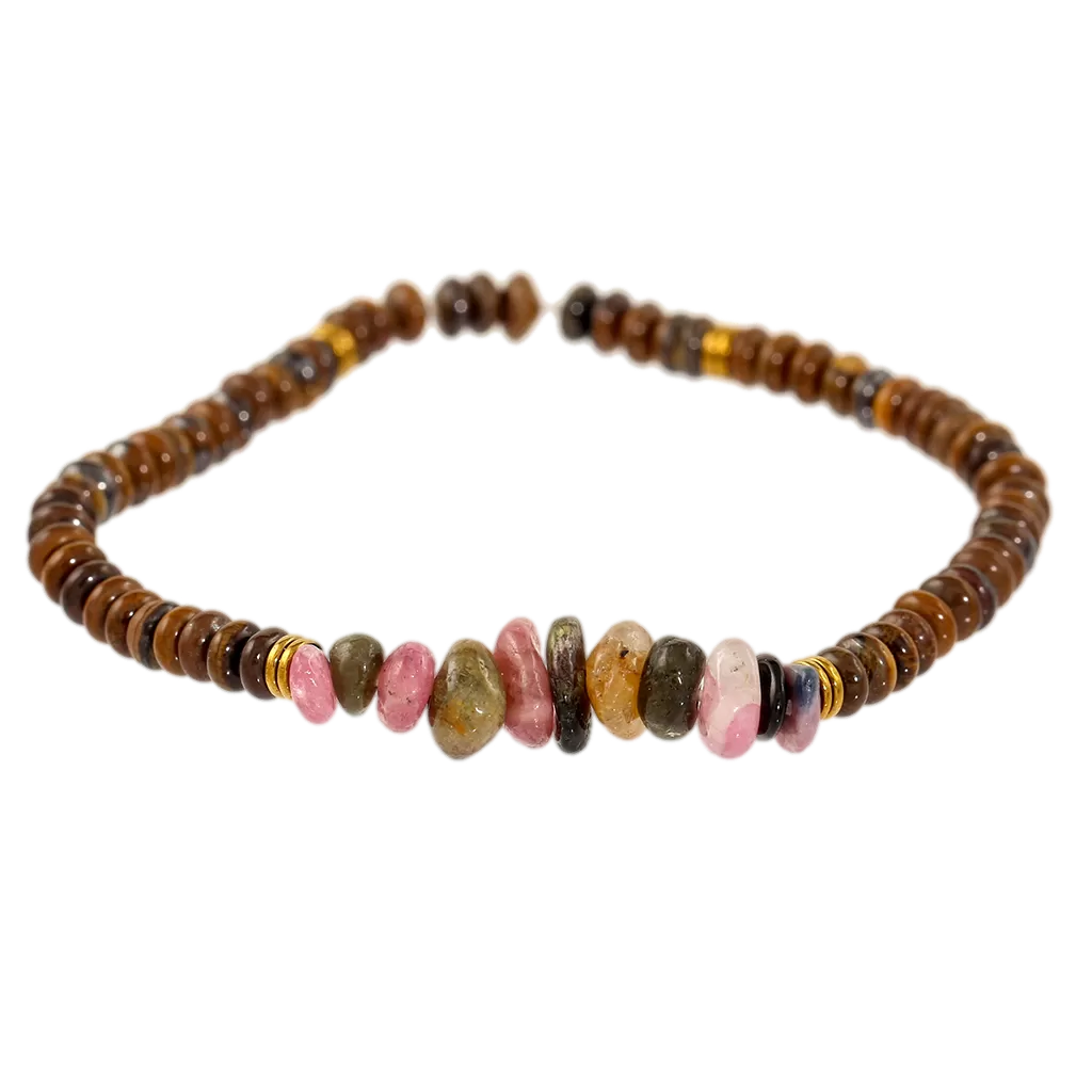 Tigers Eye & Tourmaline Gemstone Bracelet