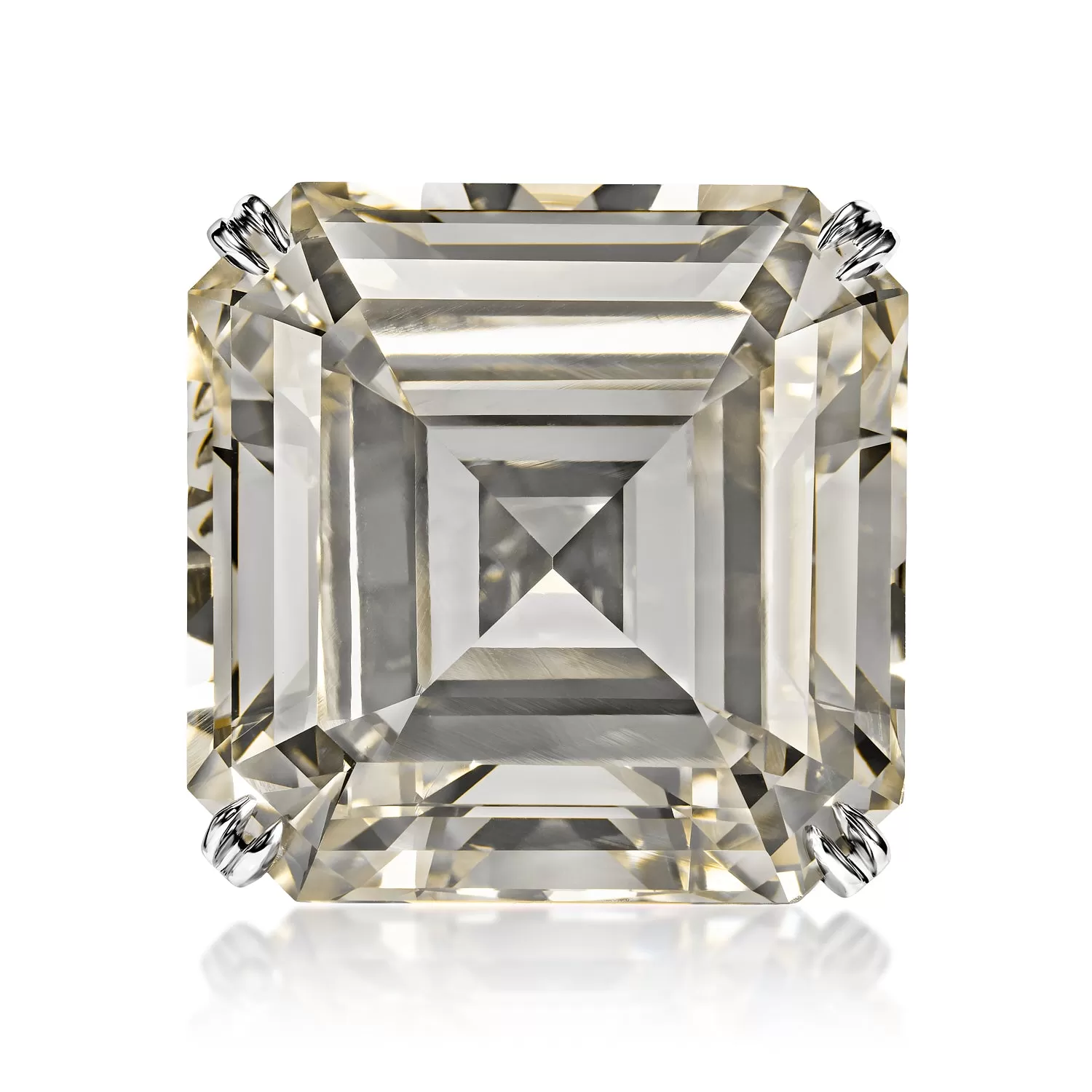 Treasure 64 Carat O-P SI1 Asscher Cut Diamond Solitaire Engagement Ring. GIA Certified