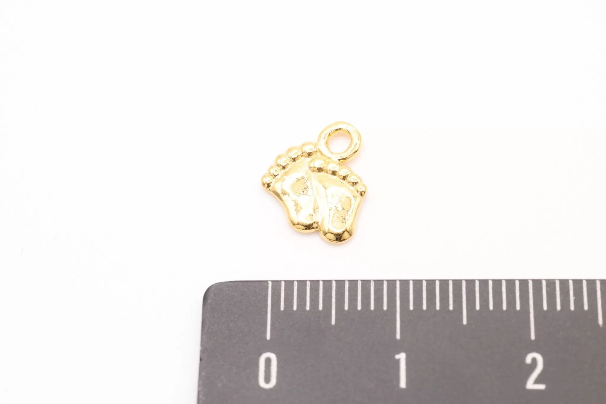 Vermeil Gold Baby Foot Print Charms, 18K Gold Plated over Sterling Silver, Small Baby Feet Imprint Charms