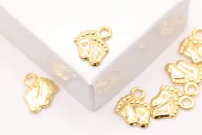 Vermeil Gold Baby Foot Print Charms, 18K Gold Plated over Sterling Silver, Small Baby Feet Imprint Charms