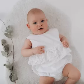 white romper 6-12 mths