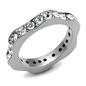 WildKlass Stainless Steel Ring High Polished Women Top Grade Crystal Clear