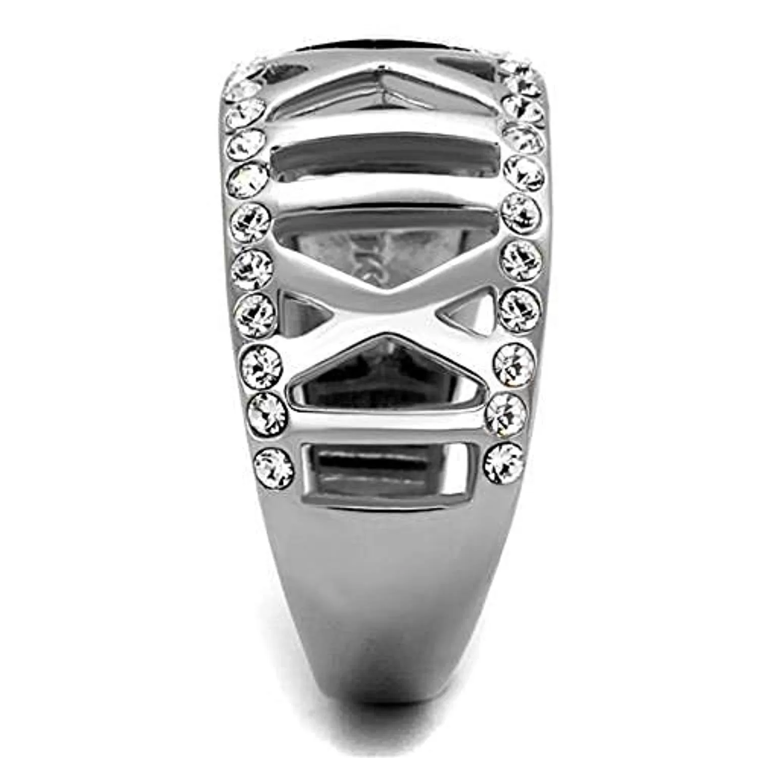 WildKlass Stainless Steel Ring High Polished Women Top Grade Crystal Clear