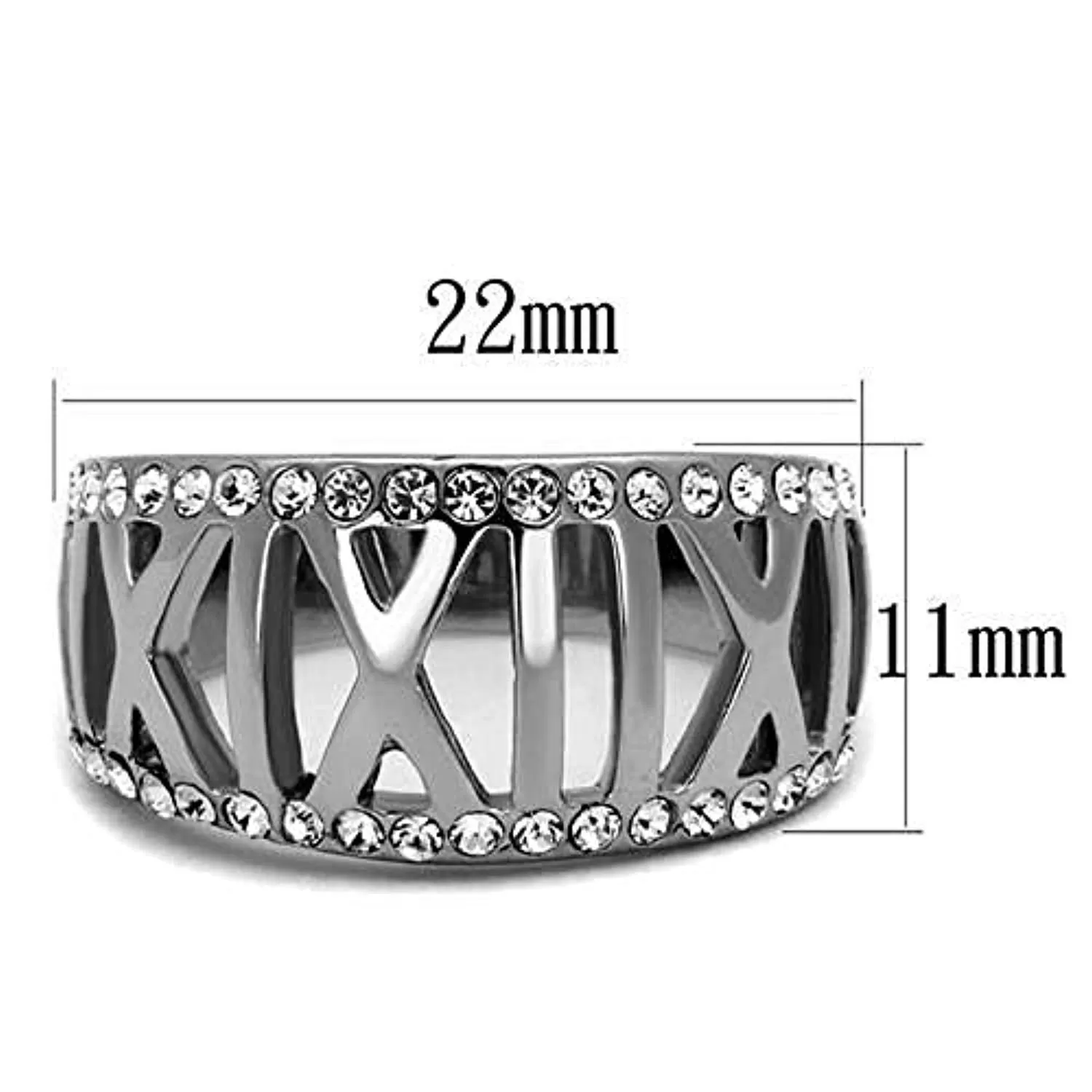 WildKlass Stainless Steel Ring High Polished Women Top Grade Crystal Clear