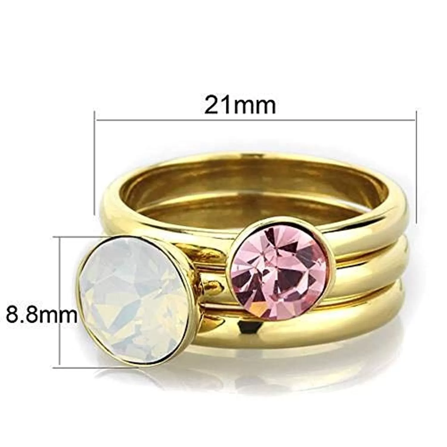 WildKlass Stainless Steel Ring IP Gold Women Top Grade Crystal White