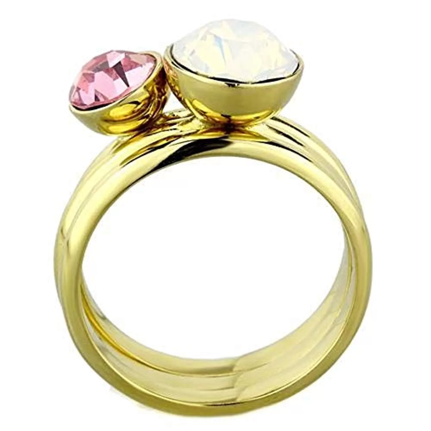 WildKlass Stainless Steel Ring IP Gold Women Top Grade Crystal White