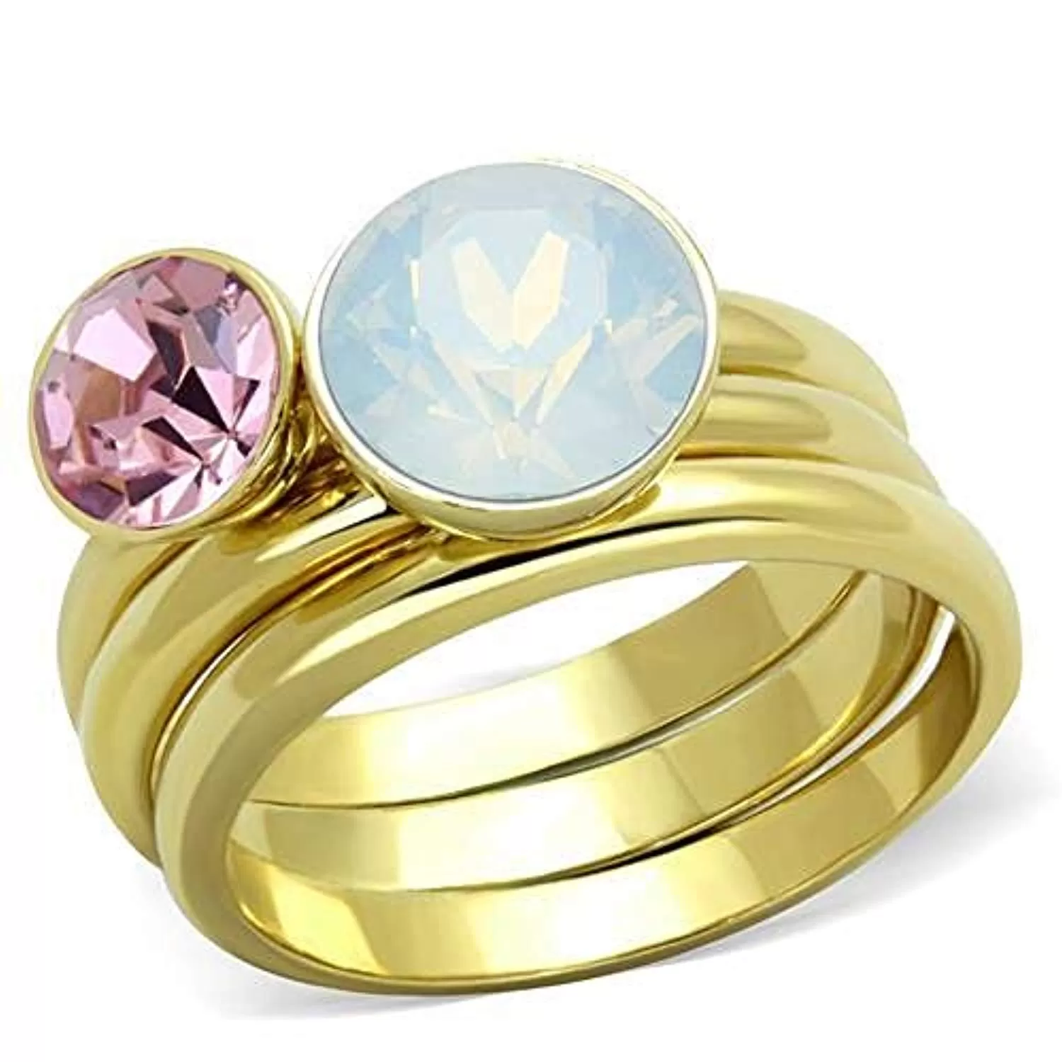 WildKlass Stainless Steel Ring IP Gold Women Top Grade Crystal White