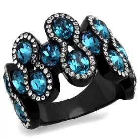 WildKlass Stainless Steel Ring IP Women Top Grade Crystal Aquamarine