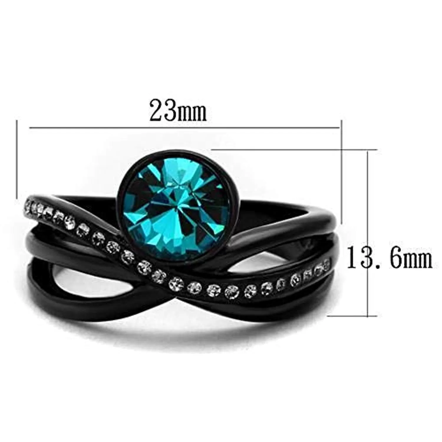 WildKlass Stainless Steel Ring IP Women Top Grade Crystal Blue Zircon