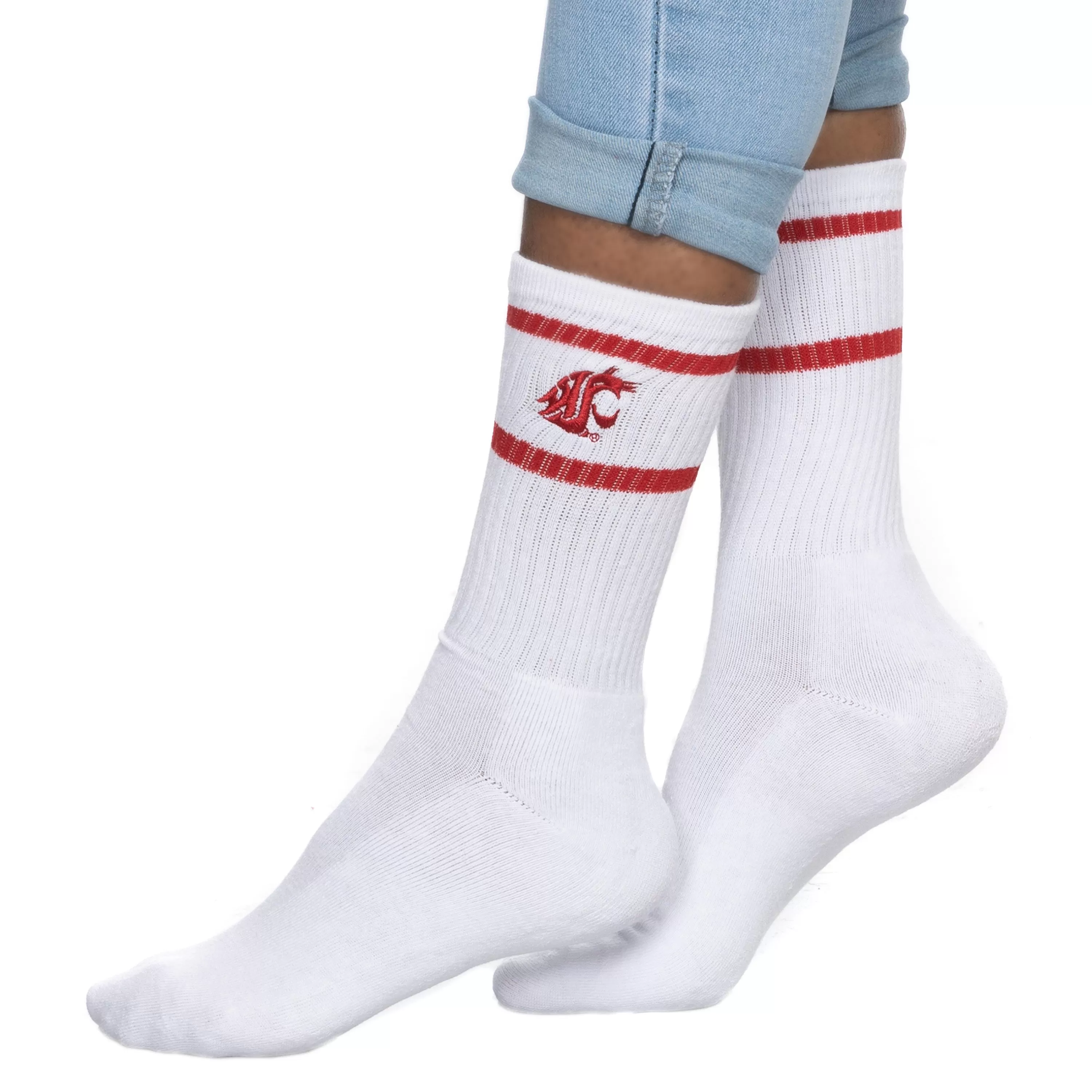 ZooZatz Womens WSU White Tall Socks